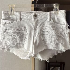 Guess Distressed White Denium Shorts- 26